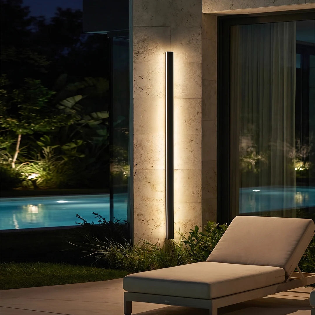 Linear Outdoor Wall Sconce Minimalist LED Black Lamp 6