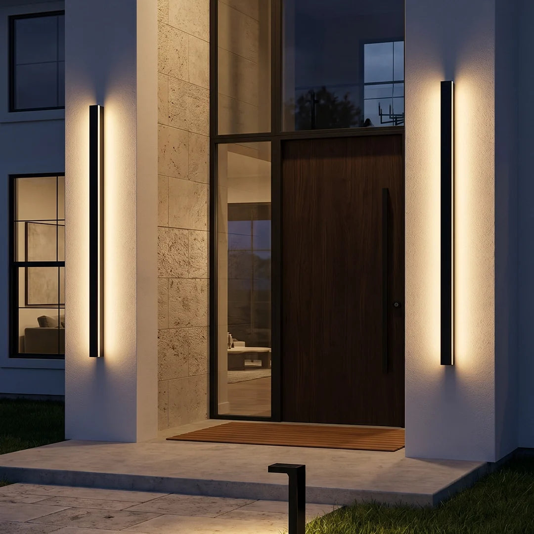 Linear Outdoor Wall Sconce Minimalist LED Black Lamp 1