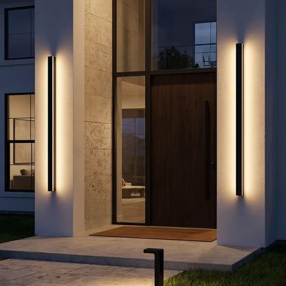 Linear Outdoor Wall Sconce Minimalist LED Black Lamp 1