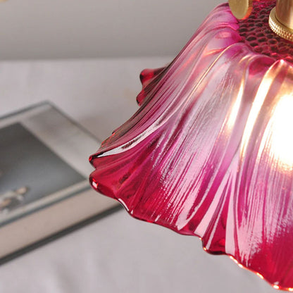 Vintage Style Ribbed Glass Flower Pendant Lamp