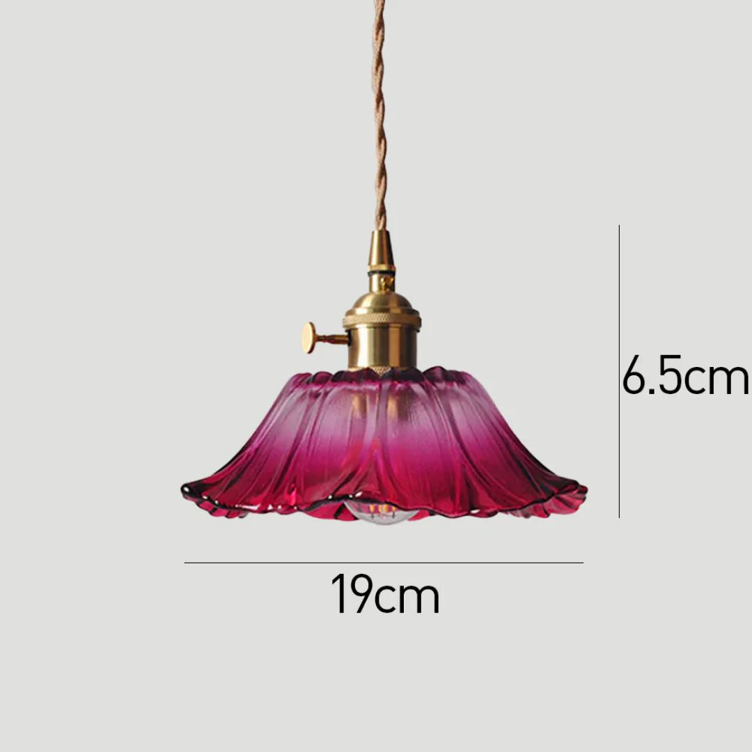Vintage Style Ribbed Glass Flower Pendant Lamp