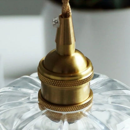 Vintage Style Ribbed Glass Flower Pendant Lamp