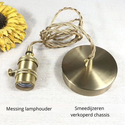 Vintage Style Ribbed Glass Flower Pendant Lamp