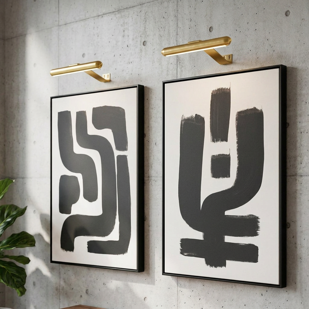 Wall-Mounted Picture Light with Angled Arm