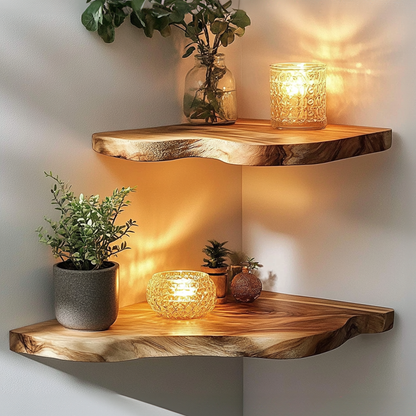 Walnut Wood Shelving Unit Corner Floating Shelf SINLCN007 3