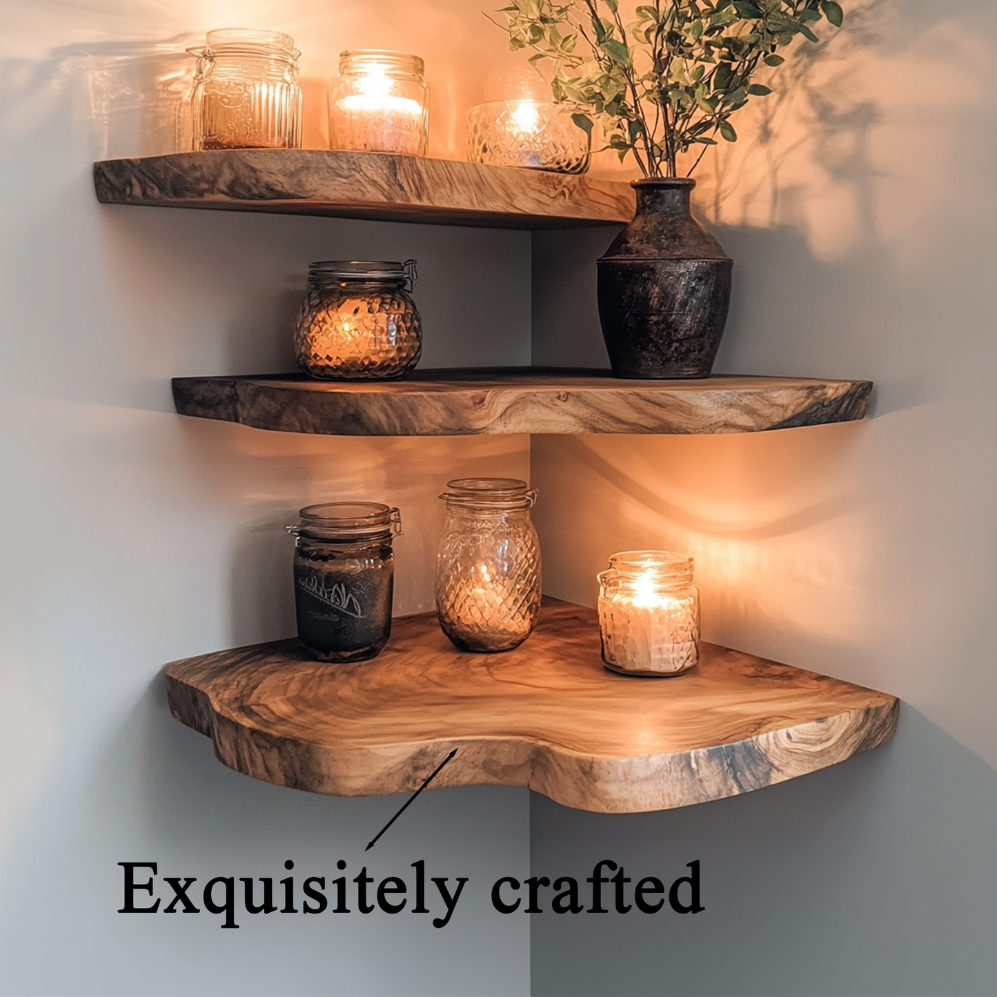 Walnut Wood Shelving Unit Corner Floating Shelf SINLCN007 4