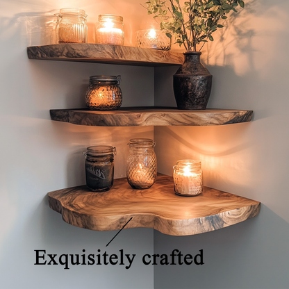 Walnut Wood Shelving Unit Corner Floating Shelf SINLCN007 4