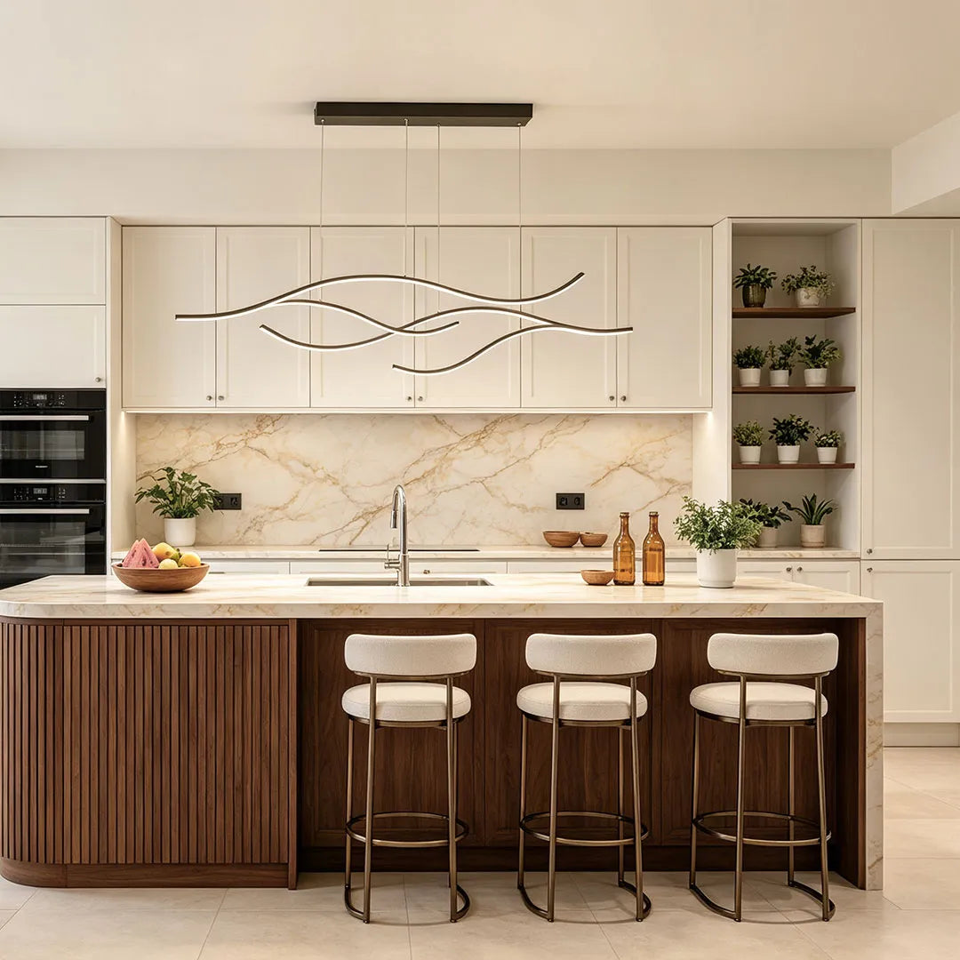 Curved LED Pendant Light Wavy LED Metal Ceiling Light 7