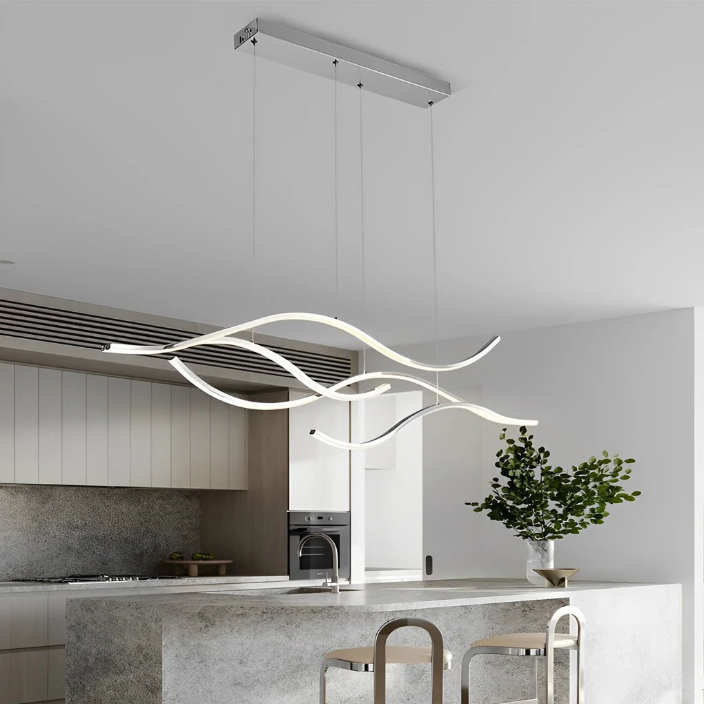 Curved LED Pendant Light Wavy LED Metal Ceiling Light 11