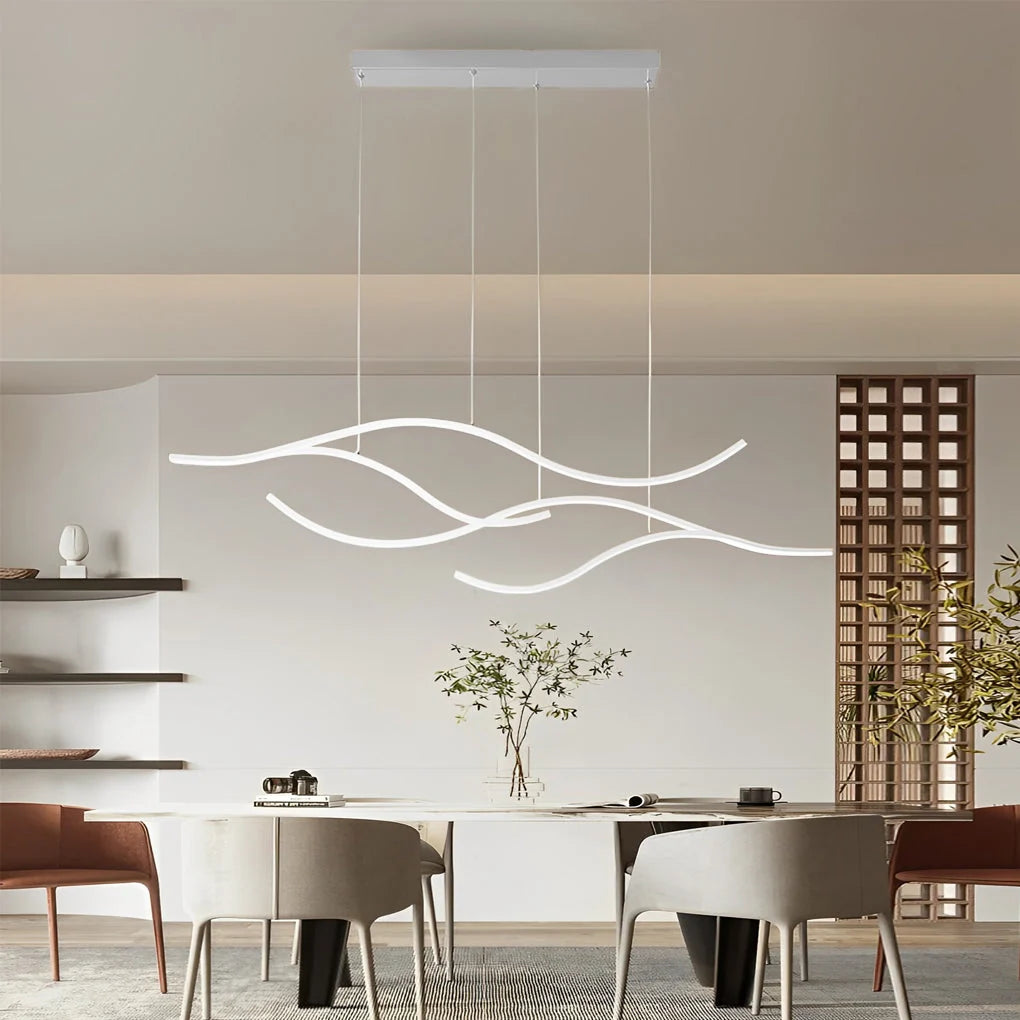 Curved LED Pendant Light Wavy LED Metal Ceiling Light 14