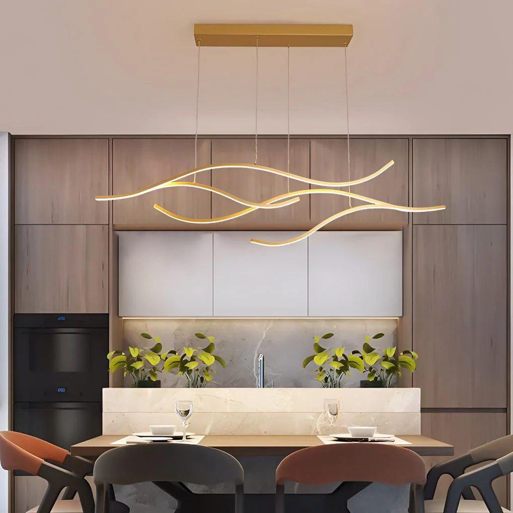 Curved LED Pendant Light Wavy LED Metal Ceiling Light 15