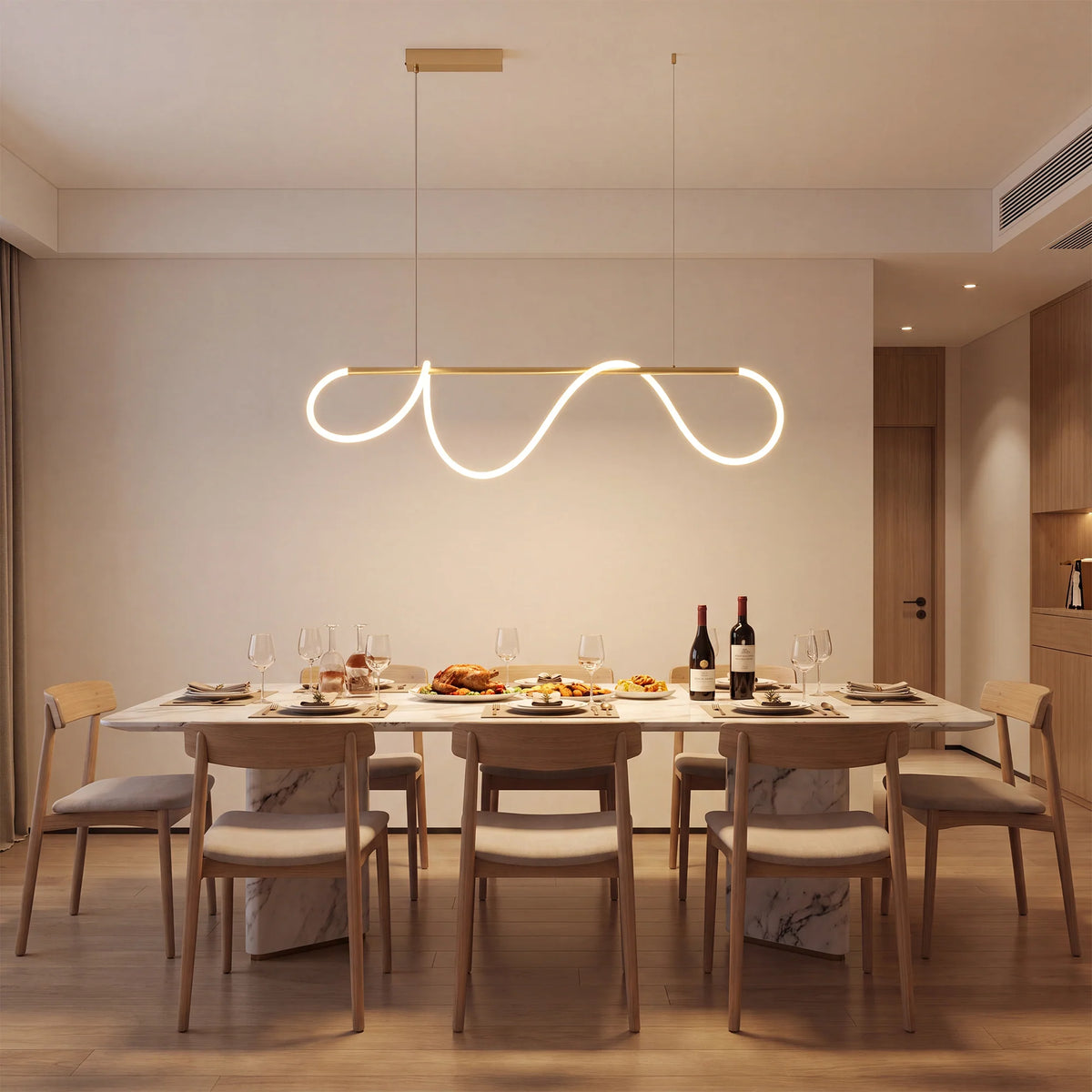 WOMO Rope Led Linear Brass Chandelier-WM2059a 2