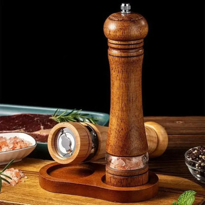 Elara Haus Wooden Salt And Pepper Grinder - Solid Wood Adjustable Coarseness 0