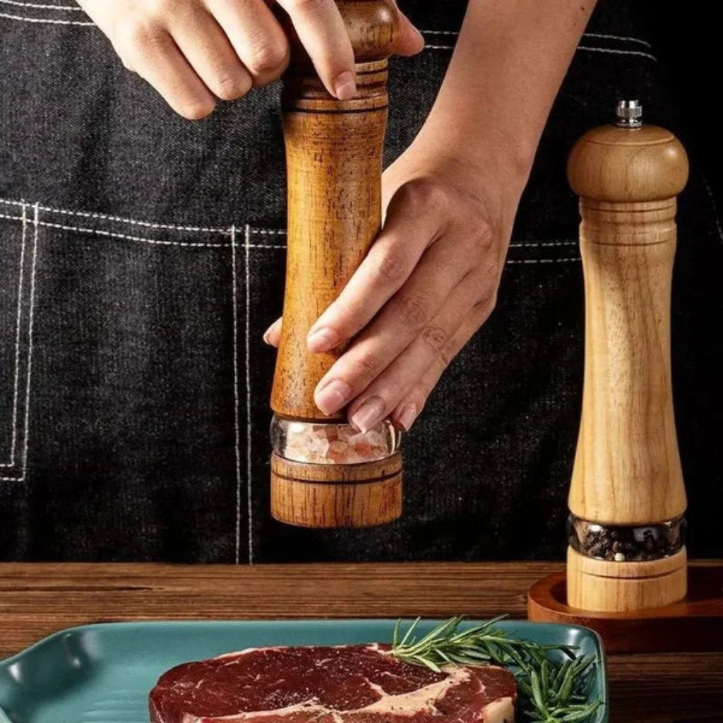 Elara Haus Wooden Salt And Pepper Grinder - Solid Wood Adjustable Coarseness 1