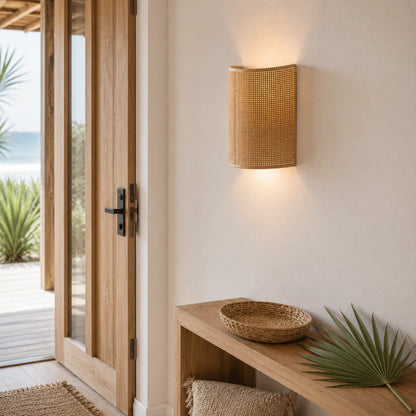 Elara Haus Handwoven Rattan Wall Lamp - Natural Bamboo Artisan Design 2