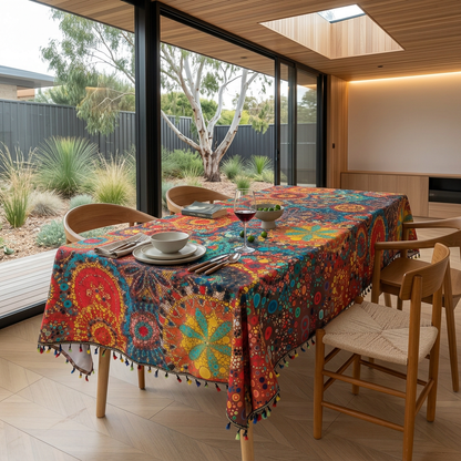 Elara Haus Kintsugi Bloom – Architectural Mandala Jacquard Dining Tablecloth