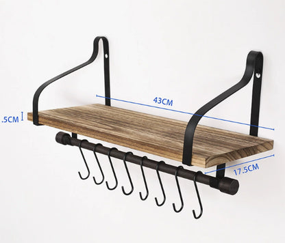 Elara Haus Kitchen Spice Rack Wall Shelf with Mug Hanging Rod