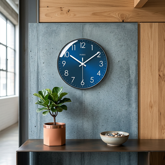 Silent Quartz Wall Clock with Glass Face
