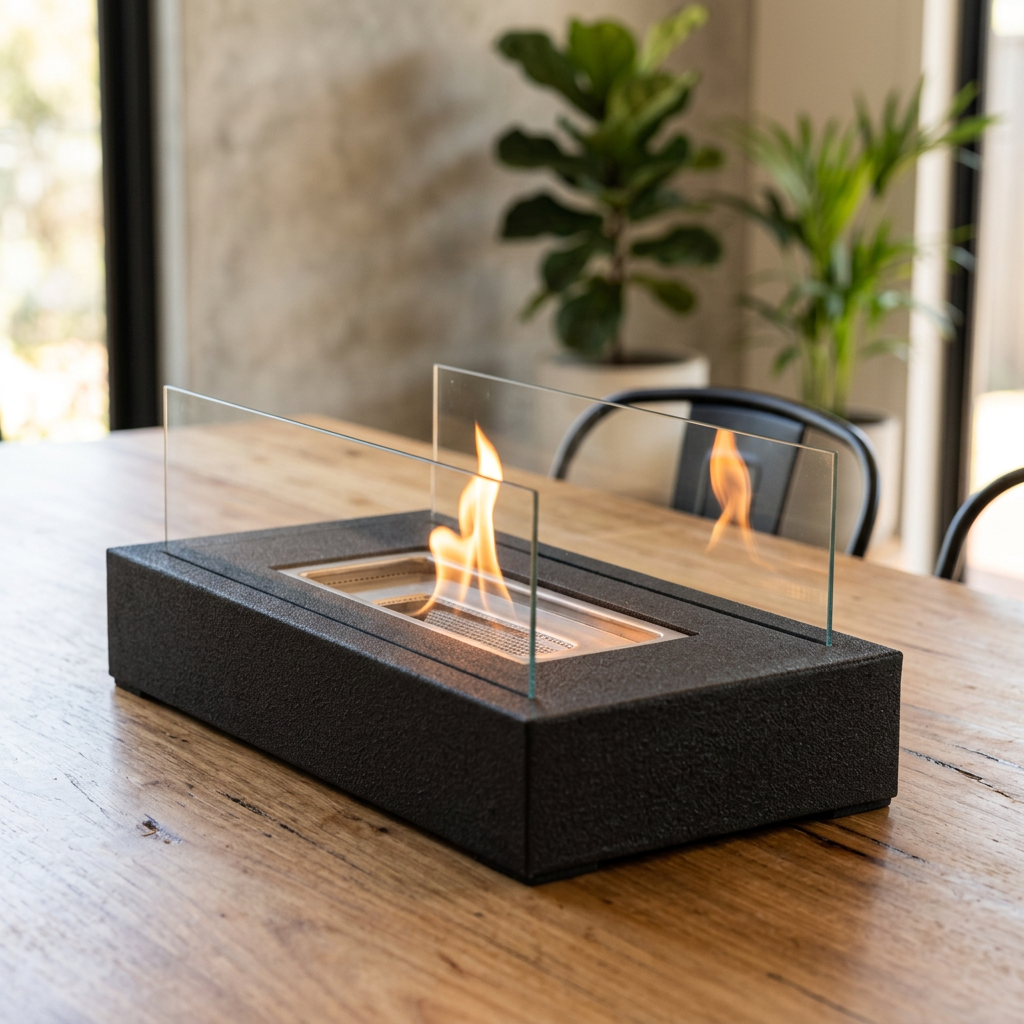 Tabletop Fire Pit with Glass Panels