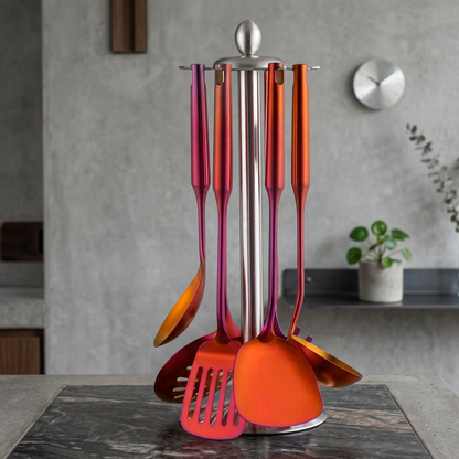 Stainless Steel Kitchen Utensil Set with Stand