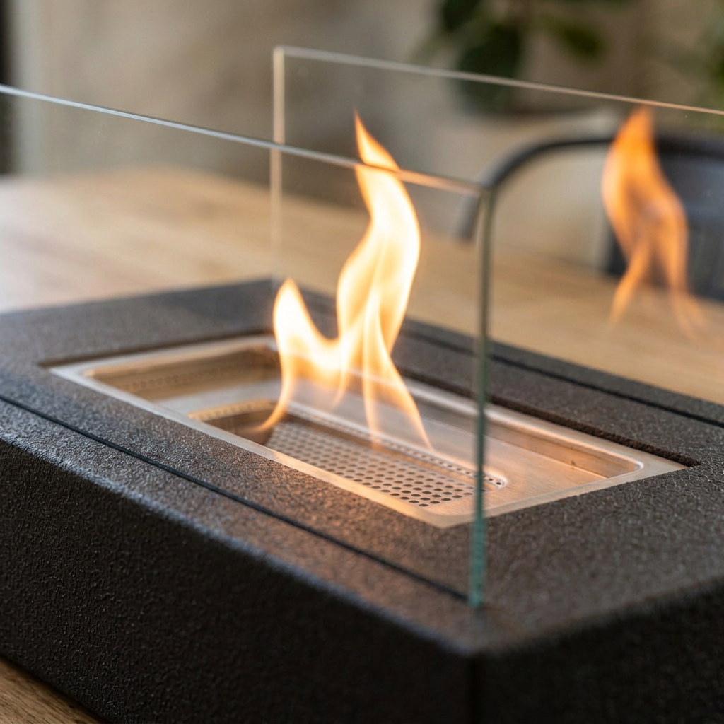 Tabletop Fire Pit with Glass Panels